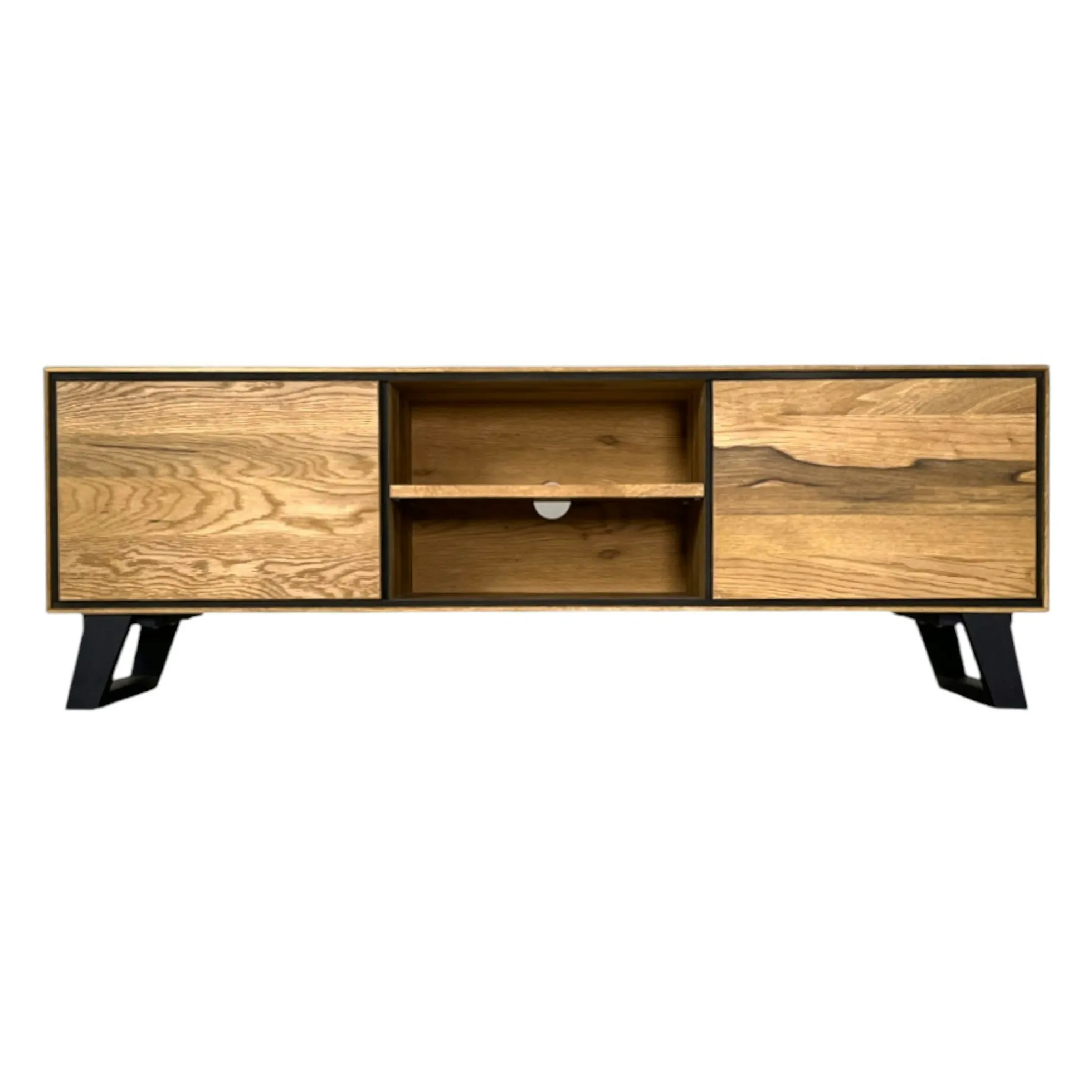 Meuble tv en bois de chêne huilé et pieds obliques PALERME