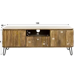 Meuble TV en bois de manguier motif baguette DELHI