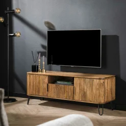 Meuble TV en bois de manguier motif baguette DELHI