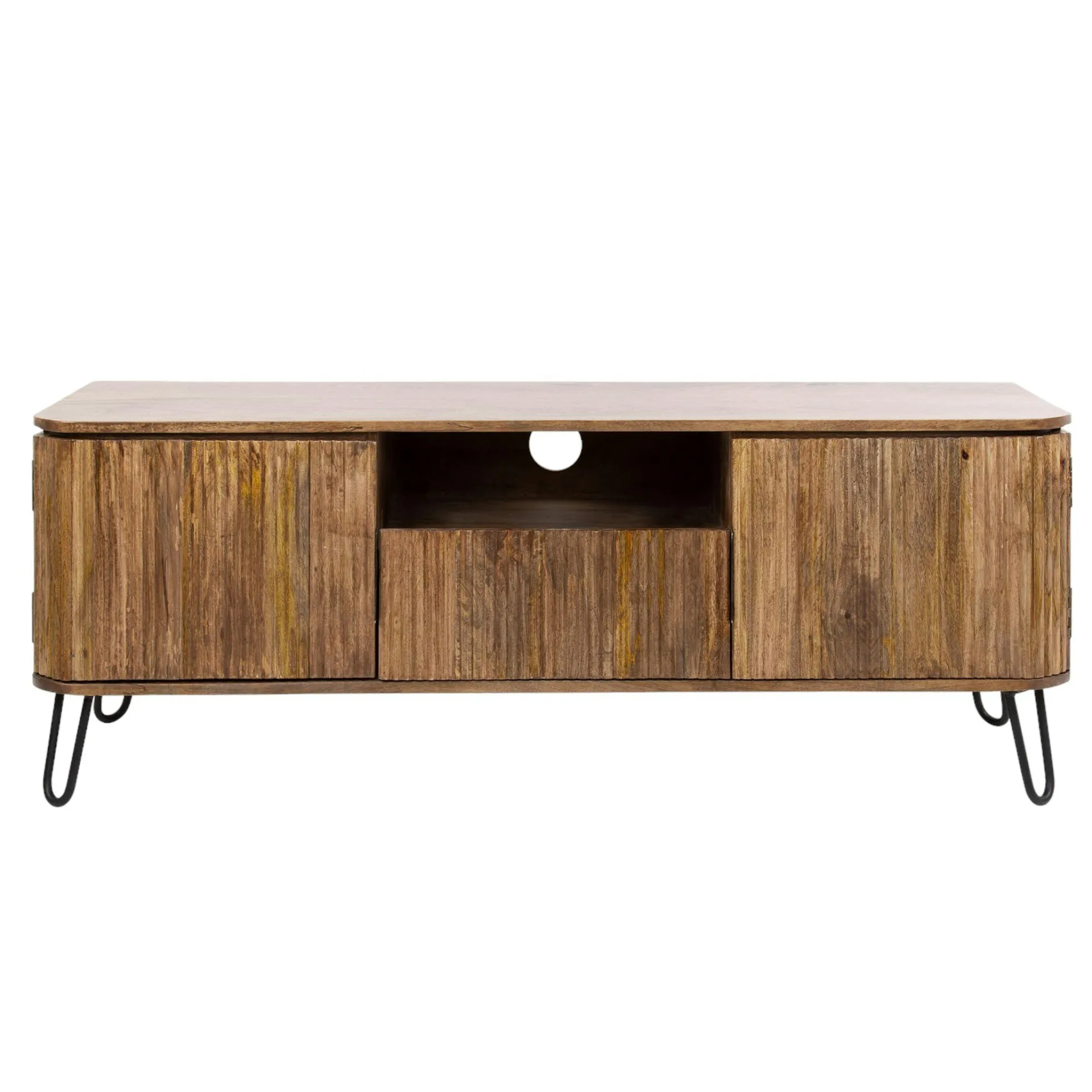 Meuble TV en bois de manguier motif baguette DELHI