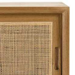 Meuble TV en bois de mindi et rotin naturel TIVARO