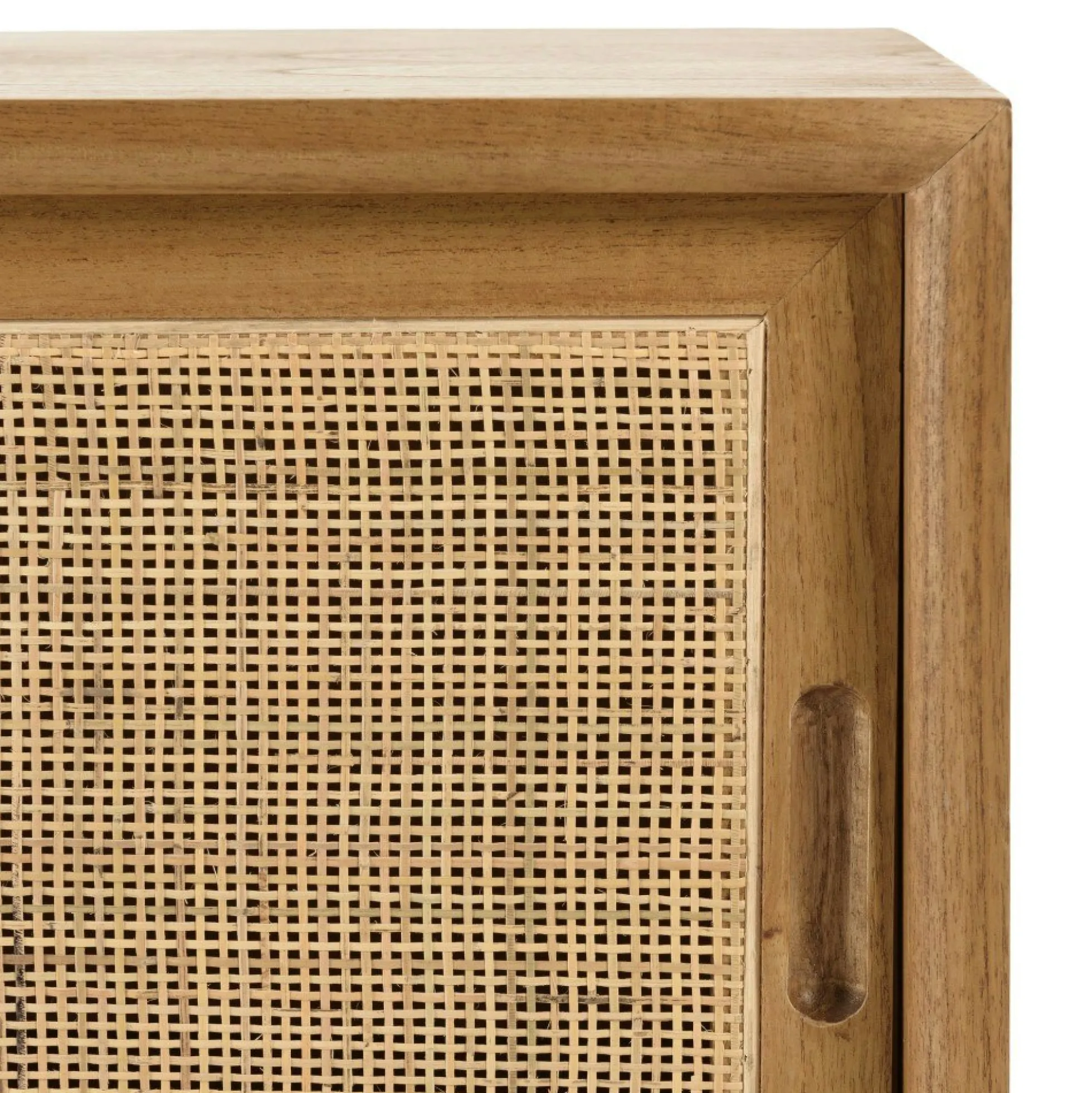 Meuble TV en bois de mindi et rotin naturel TIVARO