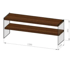Meuble TV en bois marron et verre - 2 niveaux LHASA