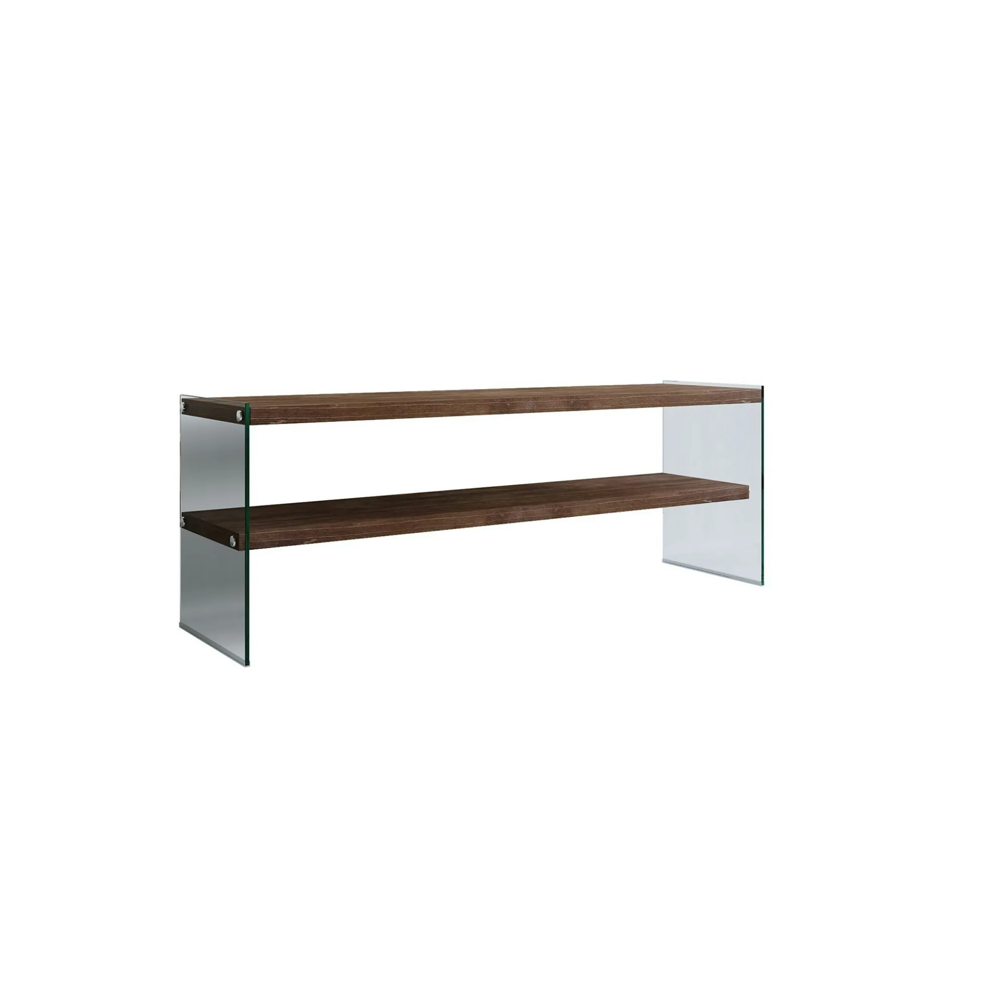 Meuble TV en bois marron et verre - 2 niveaux LHASA