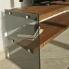 Meuble TV en bois marron et verre fumé - 2 niveaux LHASA