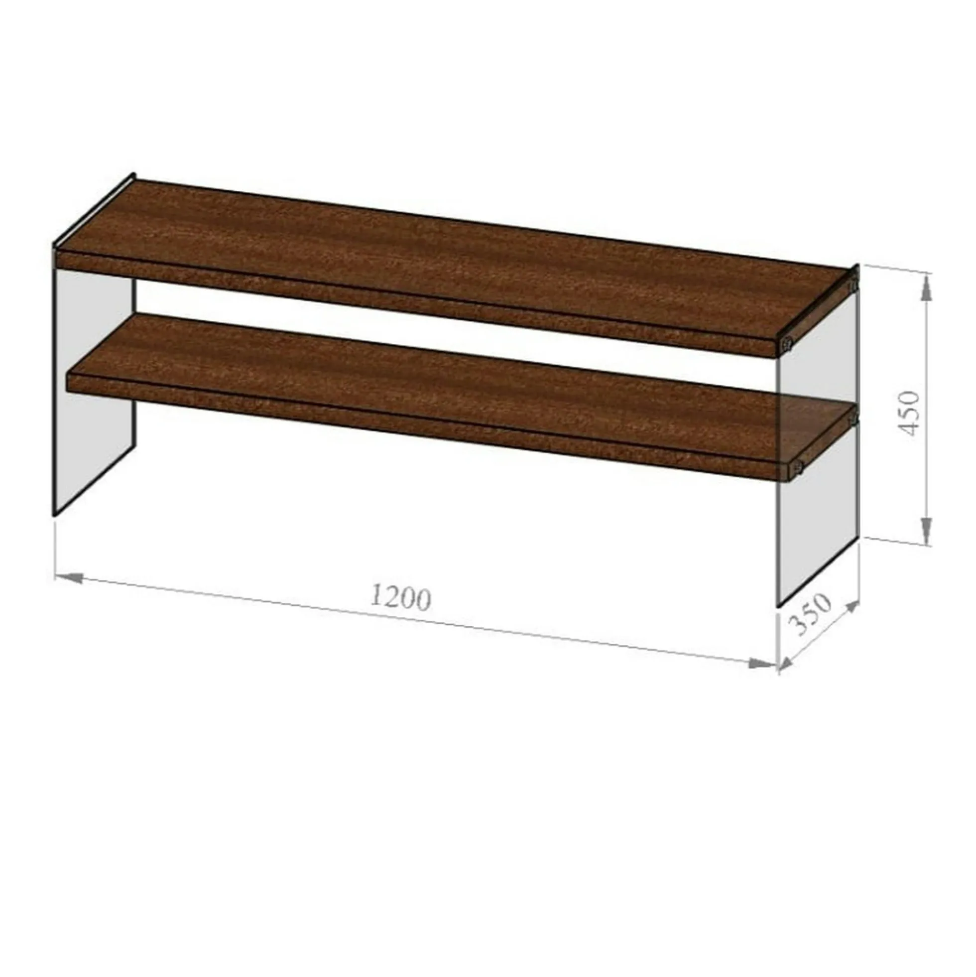 Meuble TV en bois marron et verre fumé - 2 niveaux LHASA