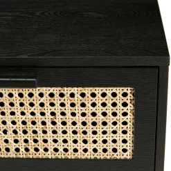 Meuble TV en bois noir avec cannage PALMA 2