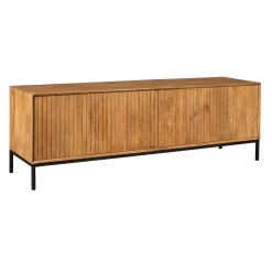 Meuble TV en bois 4 portes rainurées 165 cm CORTINA