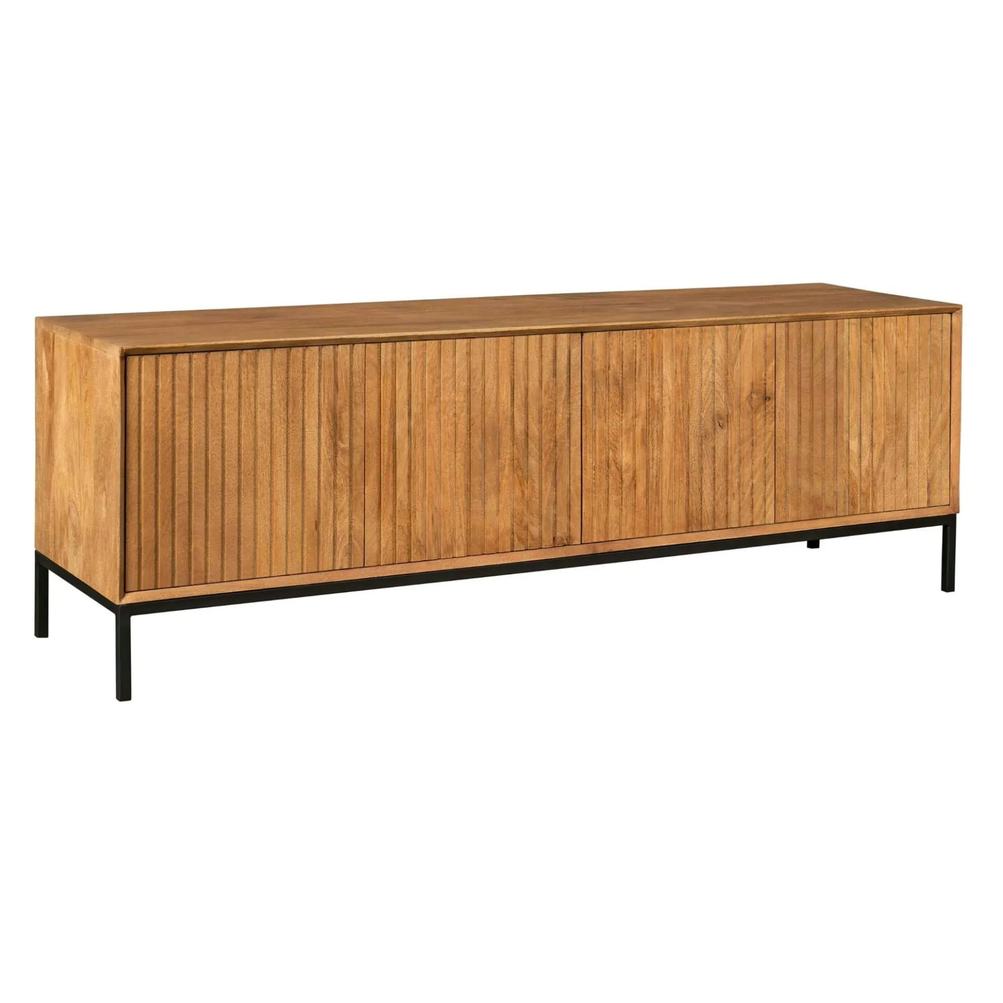 Meuble TV en bois 4 portes rainurées 165 cm CORTINA