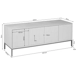 Meuble TV en bois 4 portes rainurées 165 cm CORTINA