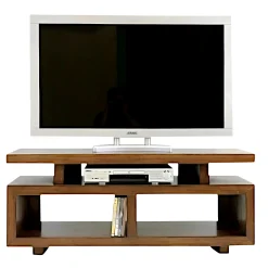 Meuble TV hévéa 2 niches 120cm HELENA