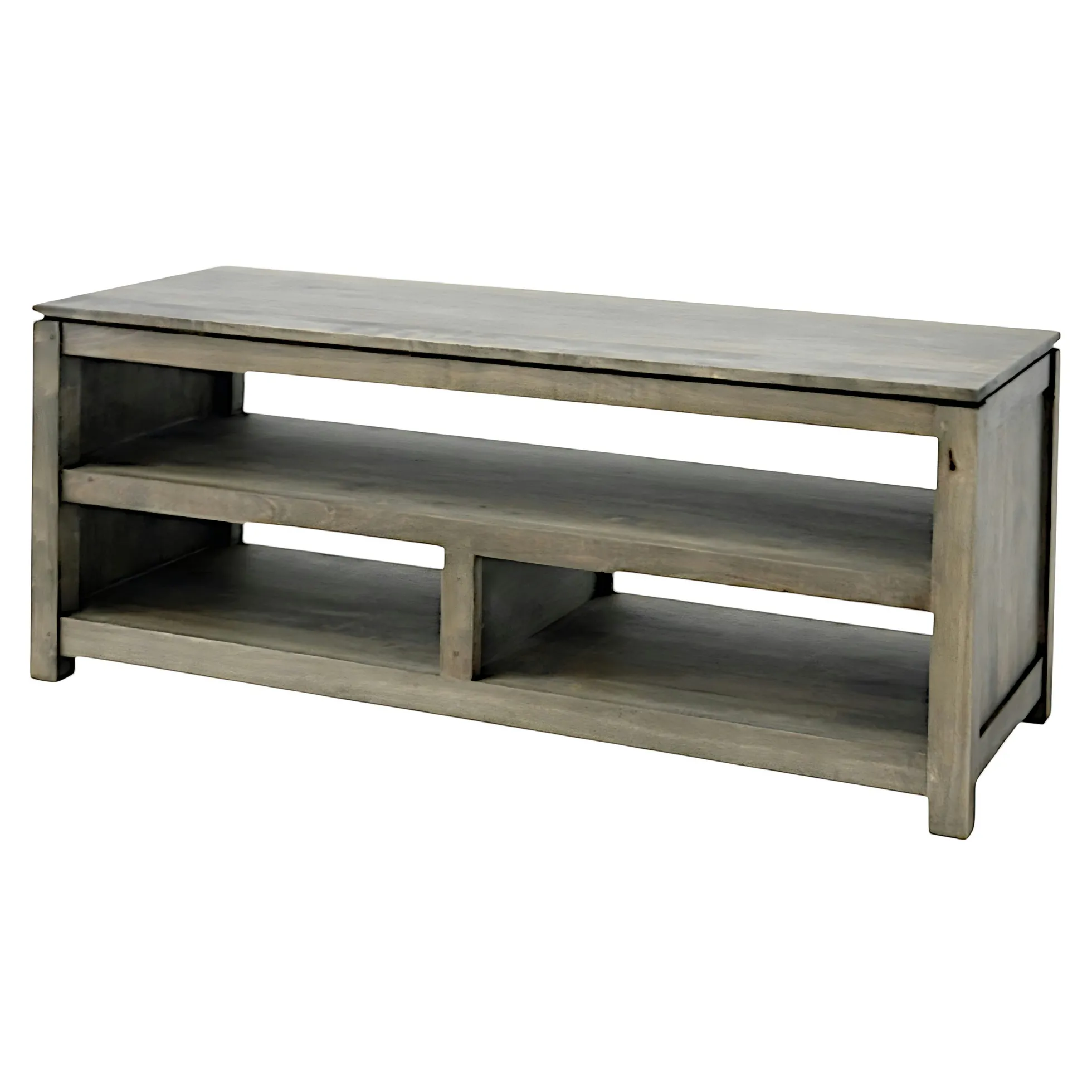 Meuble TV Hévéa 3 niches - dont 1 grande - 120x45x48,6cm HELENA