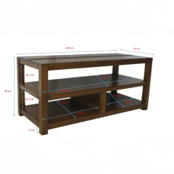 Meuble TV Hévéa 3 niches 100x45x58cm GALA