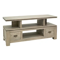 Meuble TV hévéa 4 niches 125x45x58cm HELENA