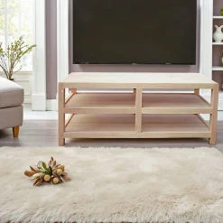 Meuble TV Hévéa 4 niches 120x45x50cm HELENA