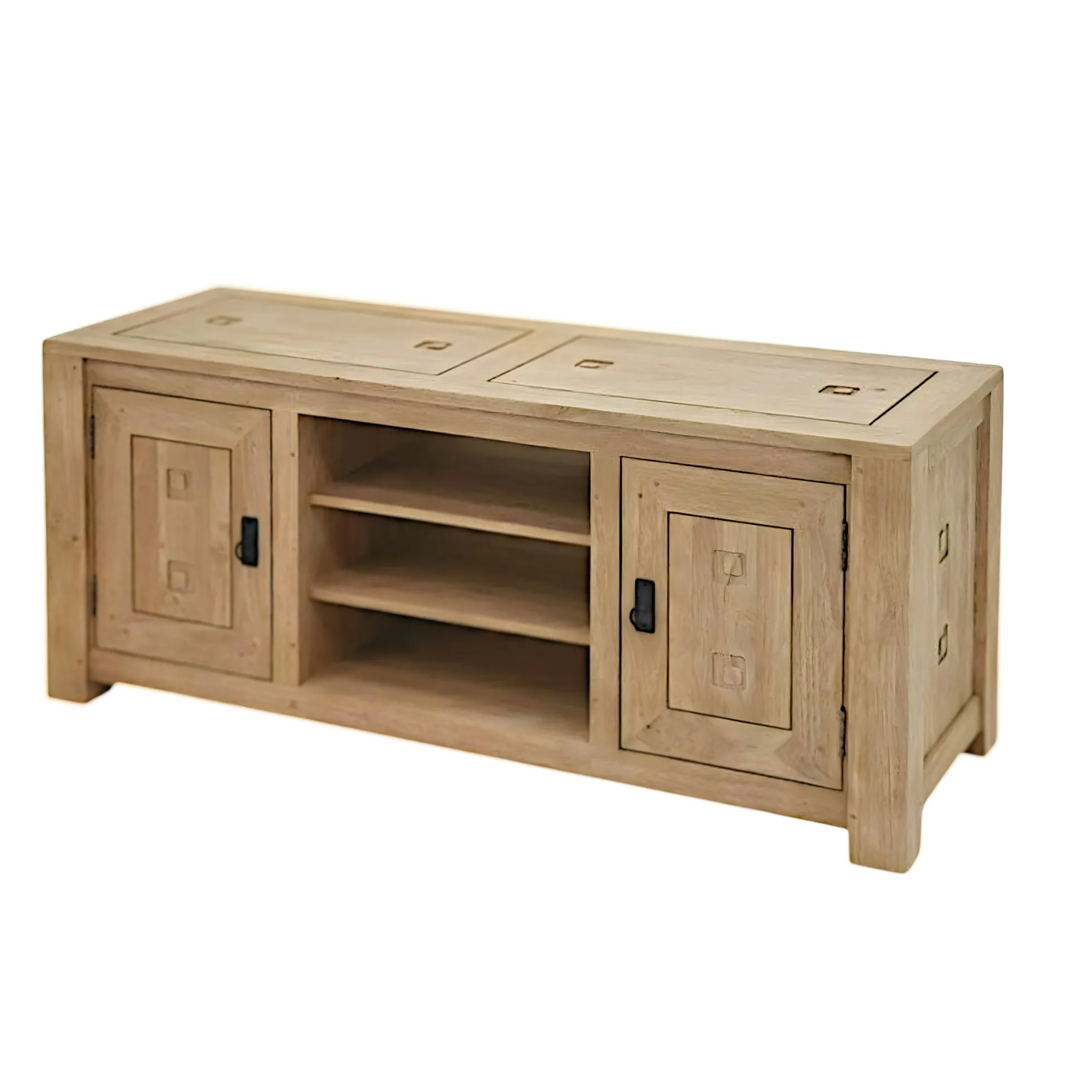Meuble TV hévéa 2 portes 140cm TESSA
