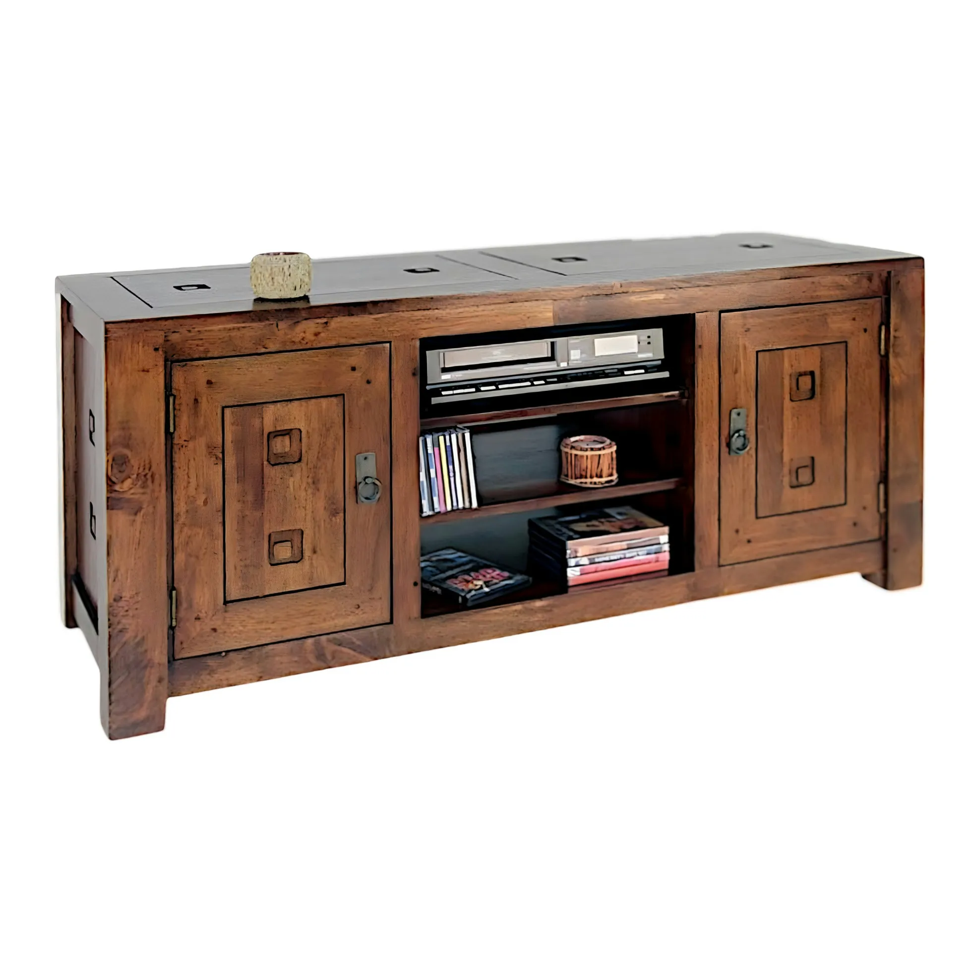 Meuble TV hévéa 2 portes 140cm TESSA