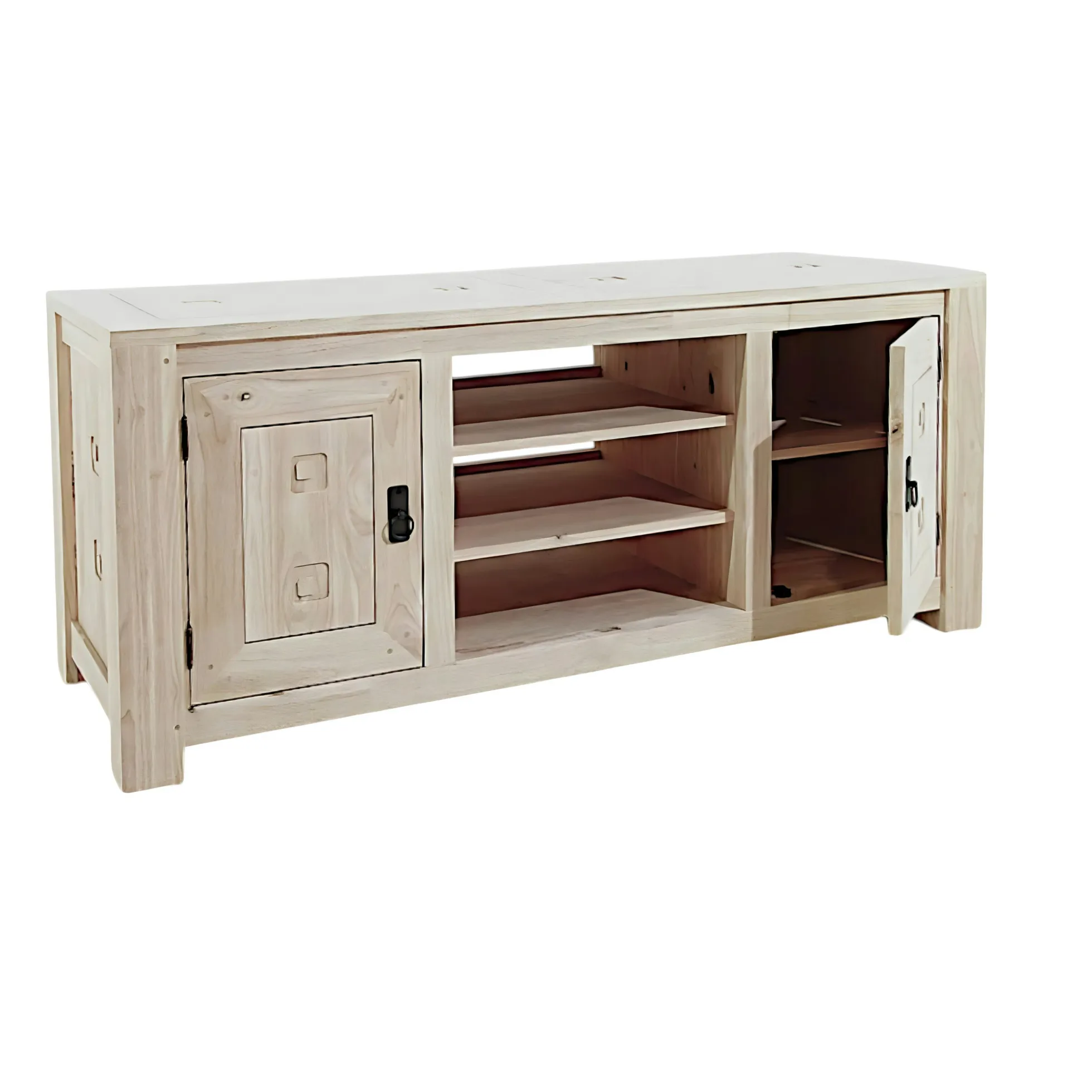 Meuble TV hévéa 2 portes 140cm TESSA