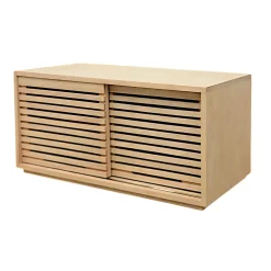 Meuble TV Hévéa 2 portes coulissantes Persiennes 90x45x45cm NEW ORLEANS