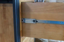 Meuble TV hévéa recyclé naturel et métal noirci 3 tiroirs 2 niches 120X40X55cm DOCKER