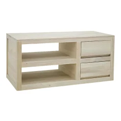 Meuble TV hévéa 2 tiroirs 90cm OLGA