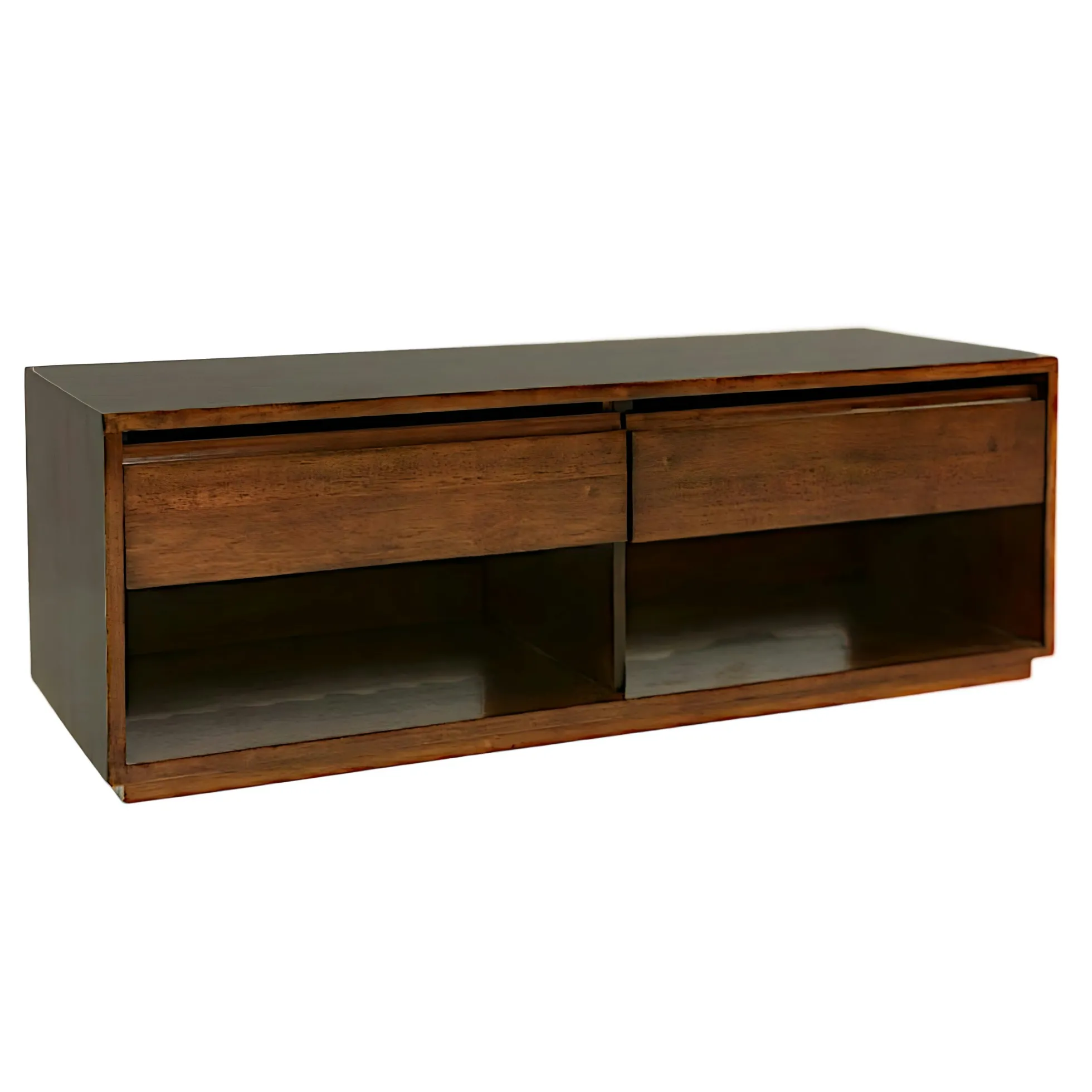 Meuble TV Hévéa 2 tiroirs, 2 niches basses 120x45x45cm BALTIC