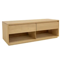 Meuble TV Hévéa 2 tiroirs, 2 niches basses 120x45x45cm BALTIC