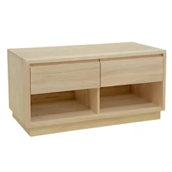 Meuble TV Hévéa 2 tiroirs, 2 niches basses 90x45x45cm BALTIC