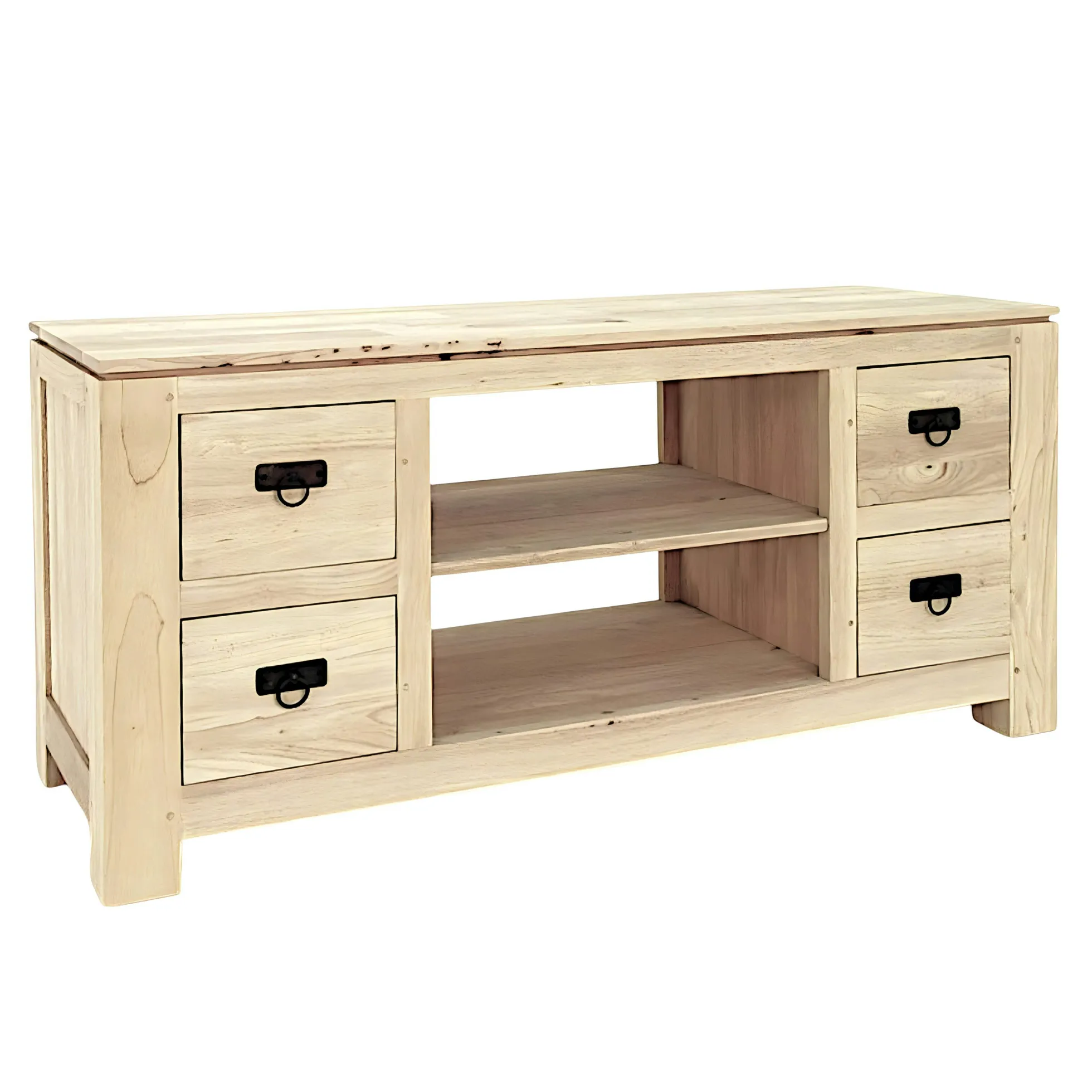 Meuble TV hévéa 4 tiroirs 125x45x58cm HELENA