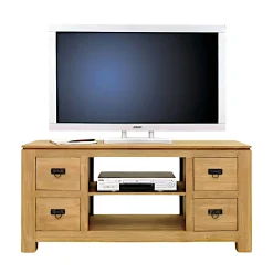 Meuble TV hévéa 4 tiroirs 125x45x58cm HELENA