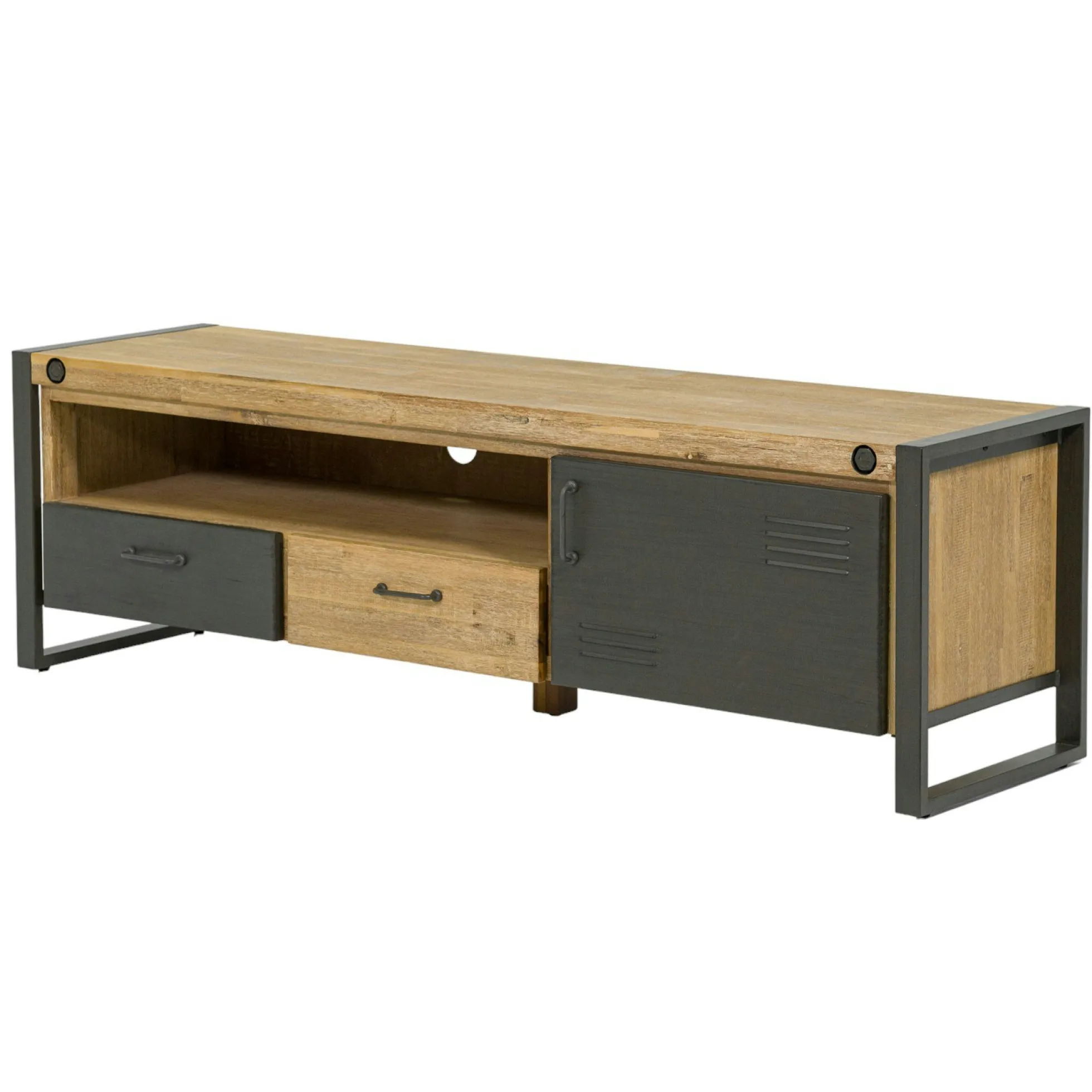 Meuble TV industriel bois métal boulons BROOKLYN