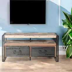 Meuble TV industriel 2 tiroirs CARAVELLE