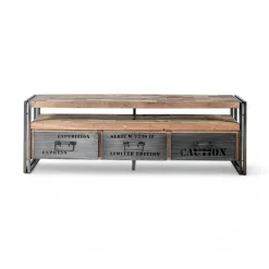 Meuble TV industriel 3 tiroirs CARAVELLE