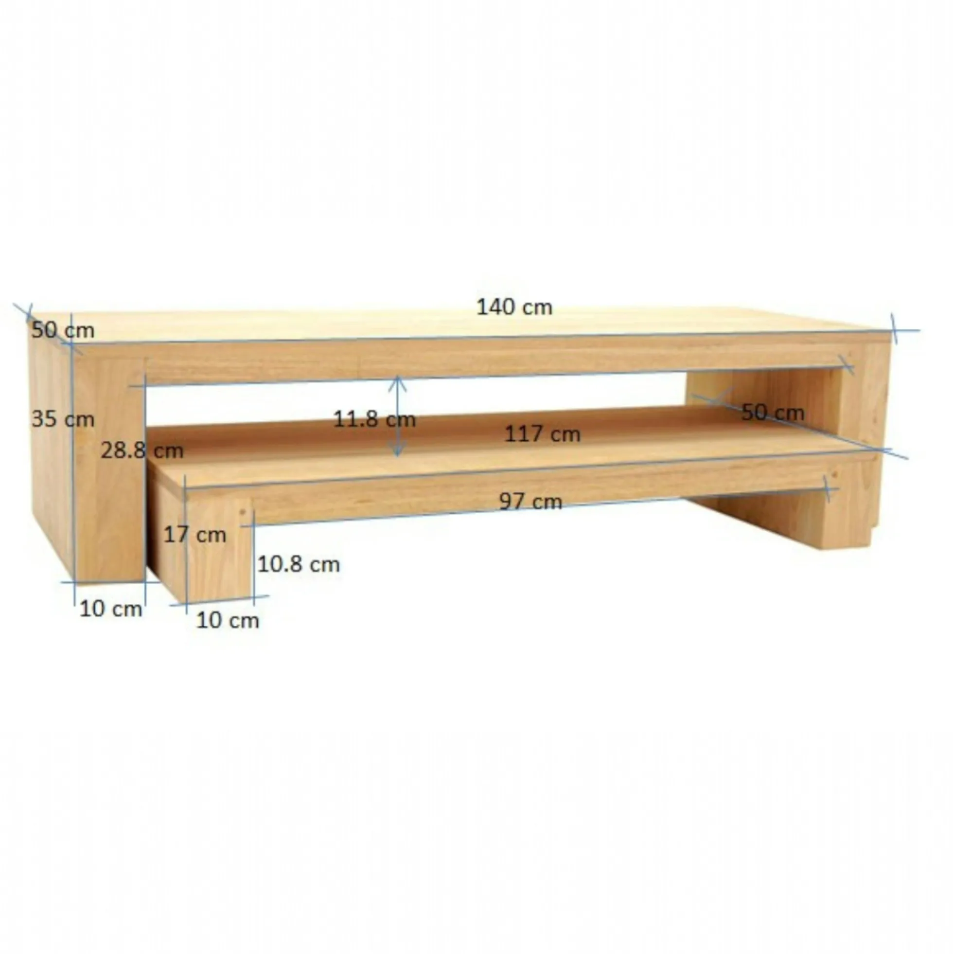 Meuble TV 2 élèments hévéa OLGA 140cm