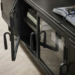 Meuble tv long en métal et verre ROADIES