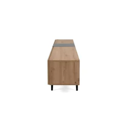 Meuble TV moderne 3 abattants 1 niche décor bois et noir ALVA