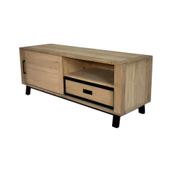 Meuble TV moderne avec rangement - bois clair chêne GRADO