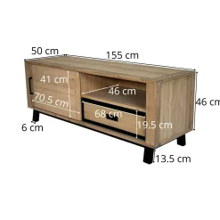 Meuble TV moderne avec rangement - bois clair chêne GRADO