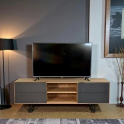 Meuble tv moderne en chêne blanc ZONZA