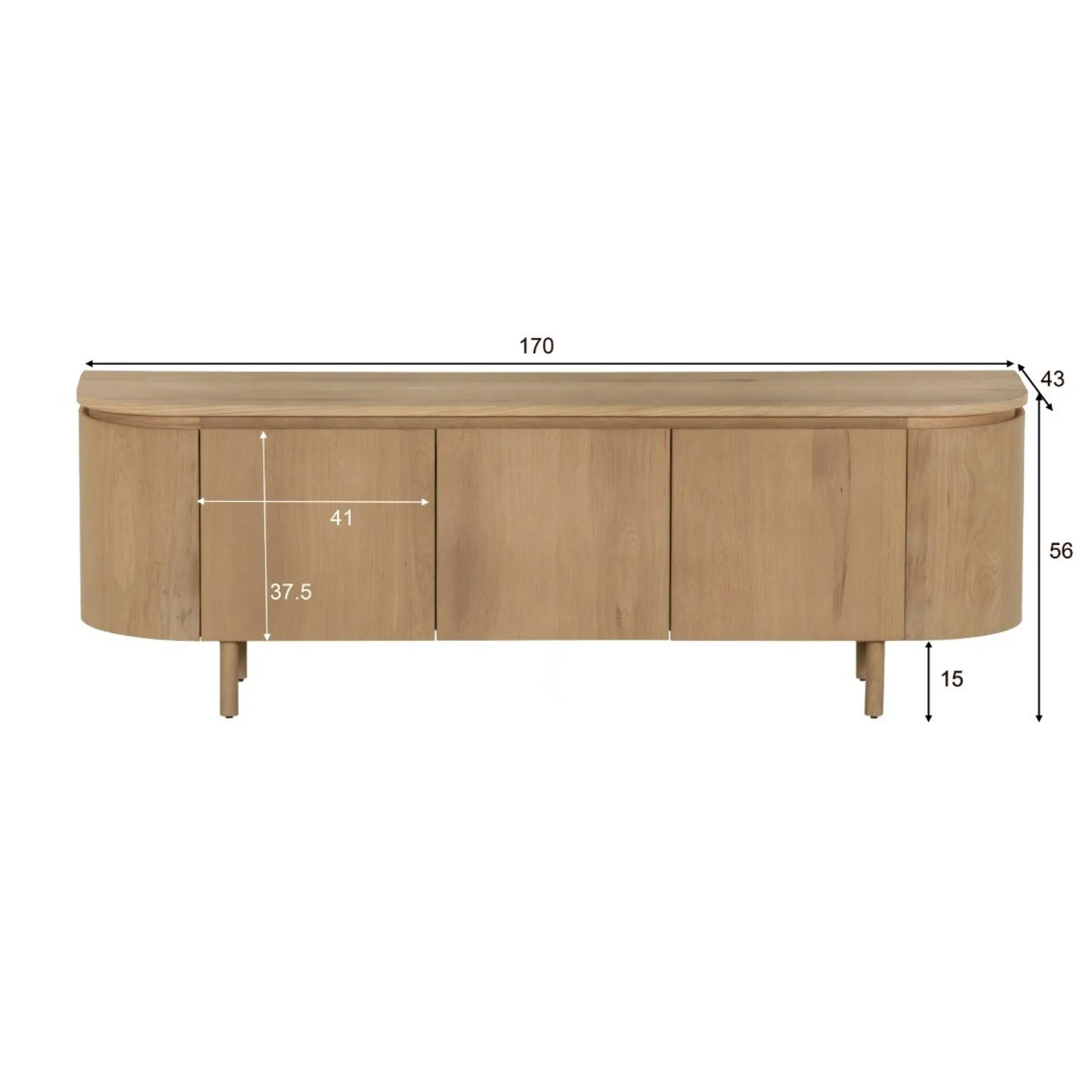 Meuble TV moderne en chêne clair 3 portes LOREN
