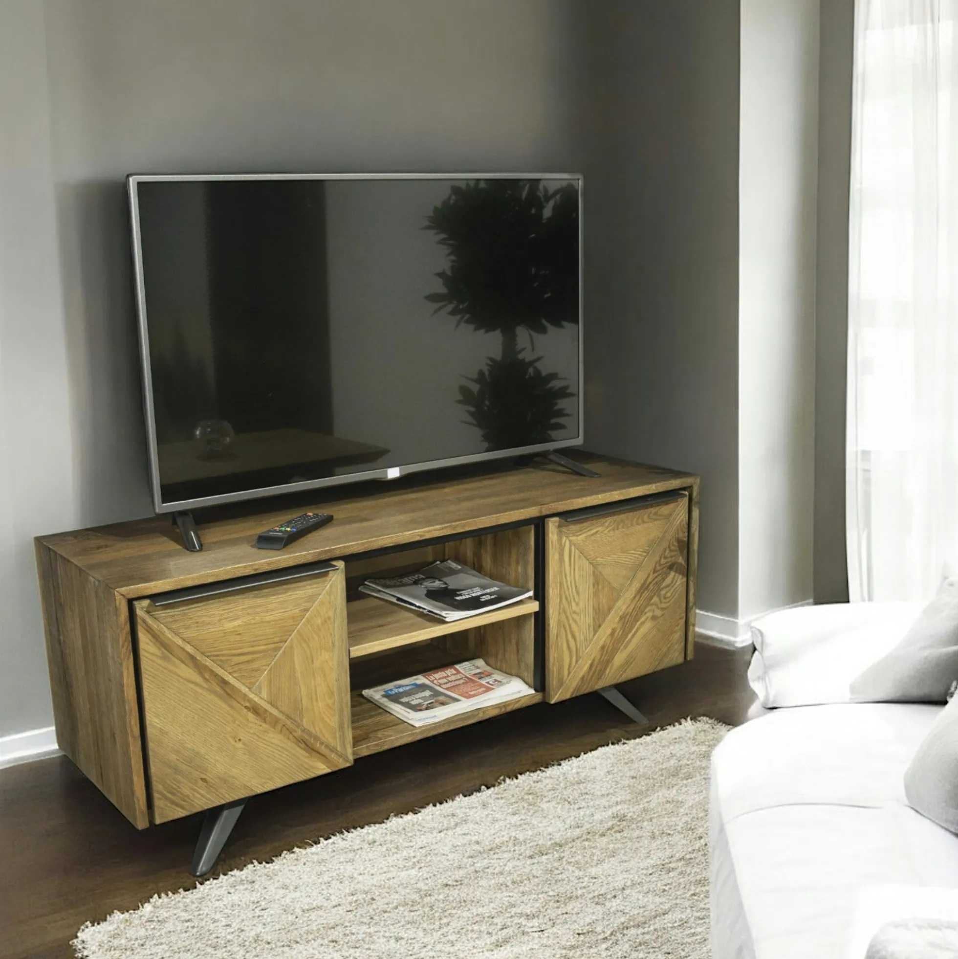 Meuble TV moderne en chêne MANHATTAN