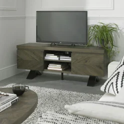 Meuble tv moderne en marqueterie de chêne ARLINGTON