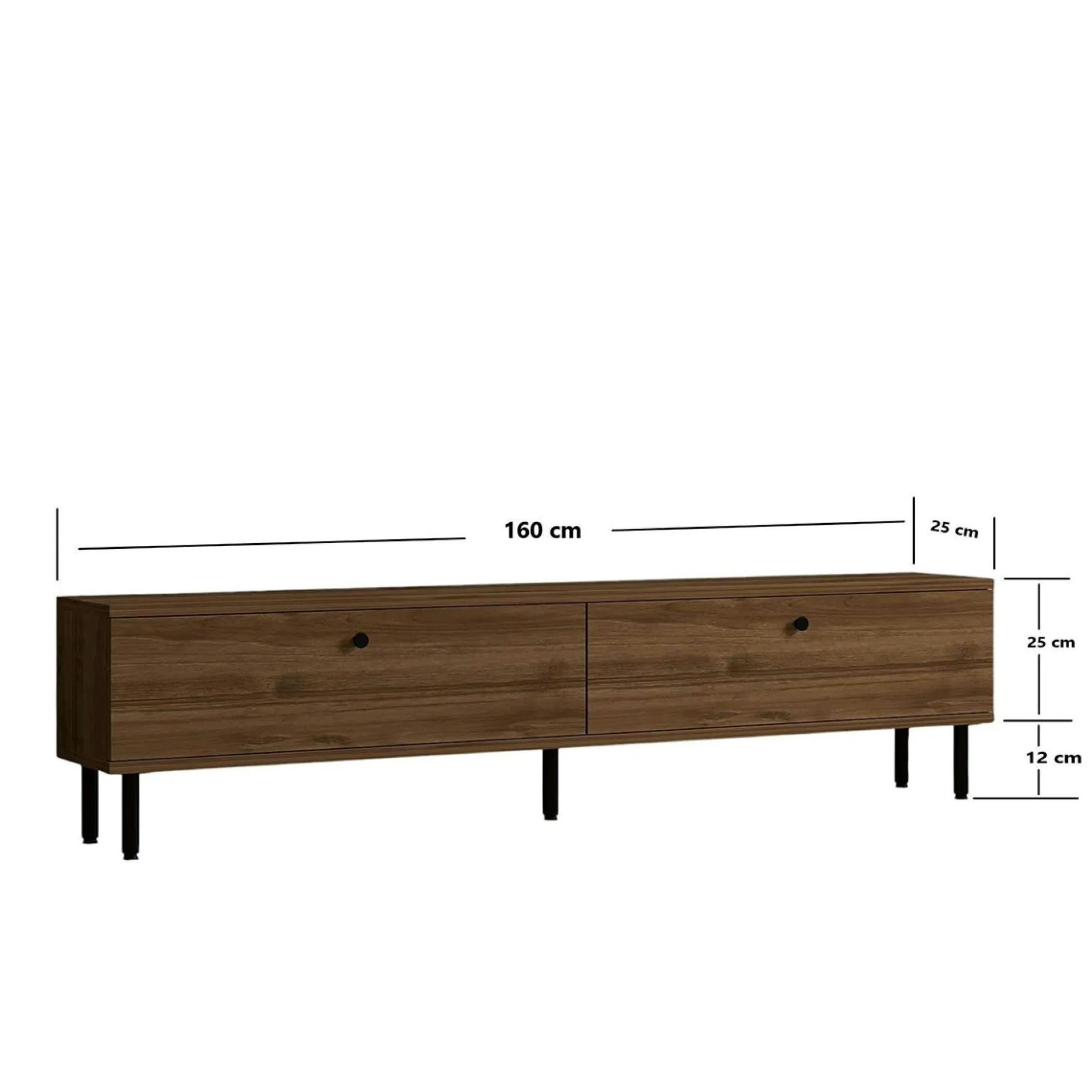 Meuble TV moderne 2 portes effet bois foncé JENA