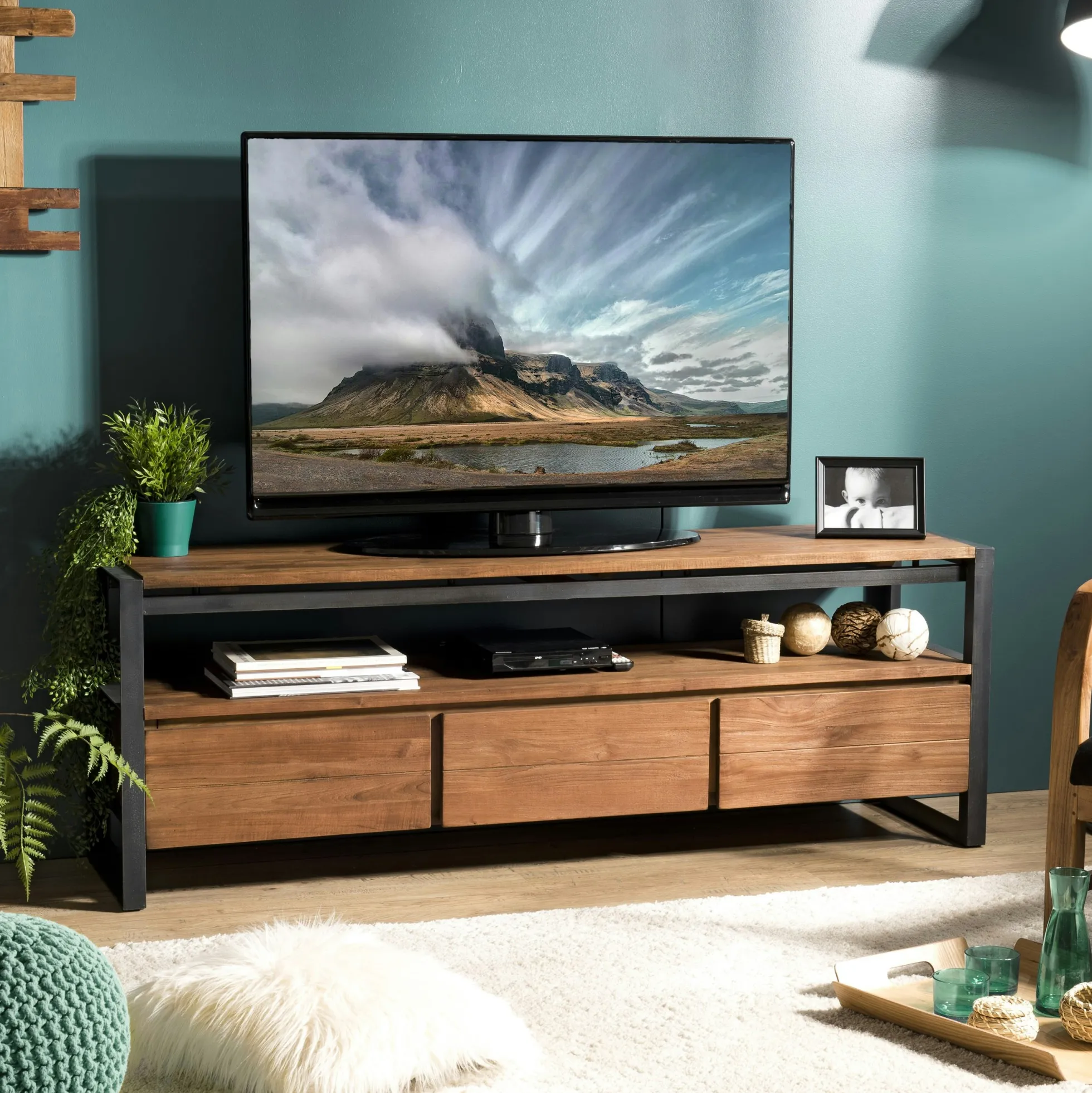 Meuble tv moderne 3 tiroirs 1 niche SWING
