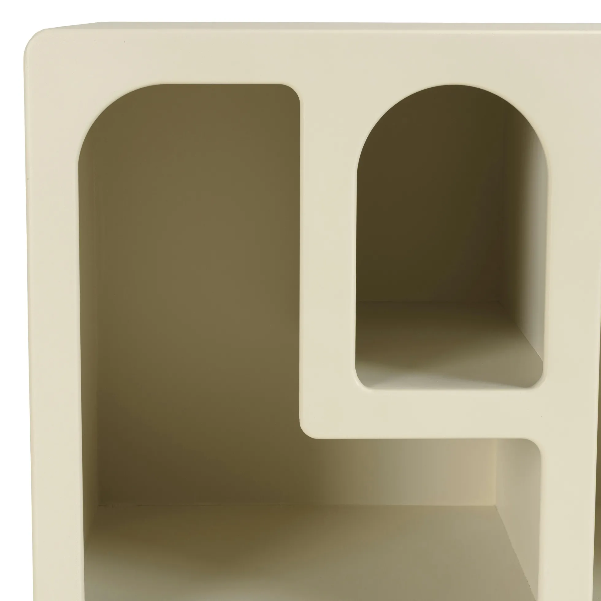 Meuble TV 7 niches 160x40cm en bois peint couleur beige NELIA