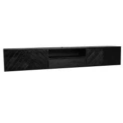Meuble TV noir suspendu en bois avec rangement 280 cm ALVERA