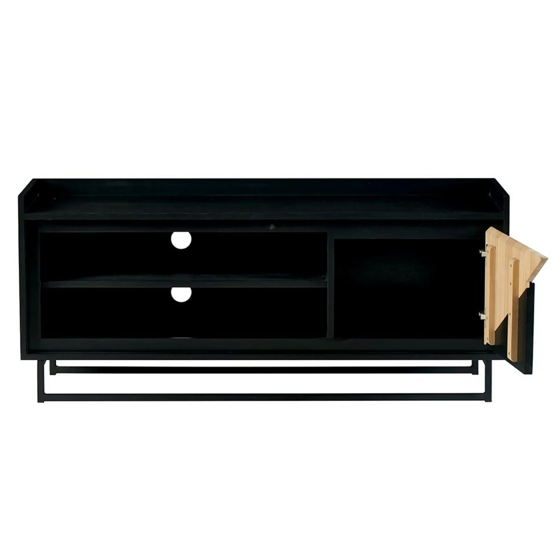 Meuble TV 1 porte bois noir et blanc ANINA