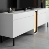 Meuble TV 2 portes blanc colonne LED à télécommande AURA