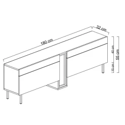 Meuble TV 2 portes blanc colonne LED à télécommande AURA