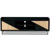Meuble TV 2 portes bois noir et blanc ANINA